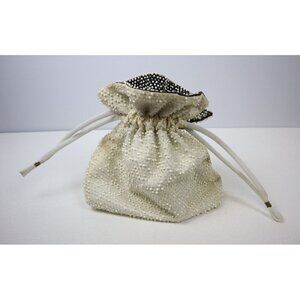 VINTAGE REVERSIBLE BLACK & WHITE FULLY BEADED EVENING BAG